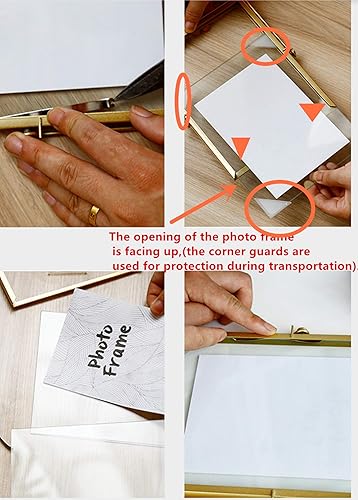 Miniatura 4 de Marco de vidrio flotante, estilo vintage y marco de fotos de vidrio, marco de fotos geométrico de metal, doble vidrio, marco vertical de escritorio