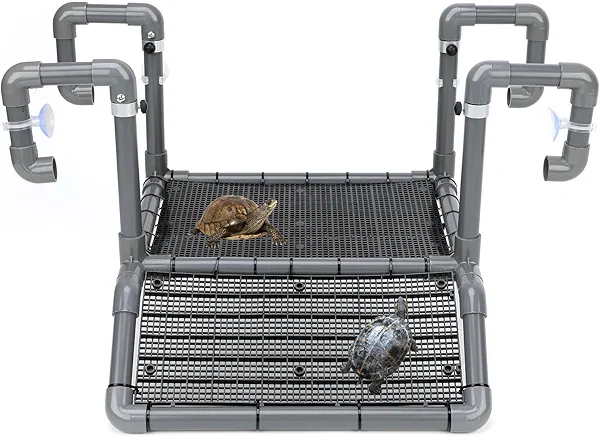 SKARUS Extra Large Hanging Turtle Basking Platform, 19″ Wider Turtle Dock with Ramp, Basking Area for Aquarium Tank Height Adjustable Reptile Floating Dock Tortoise Tank Accessories for Lizard Gecko