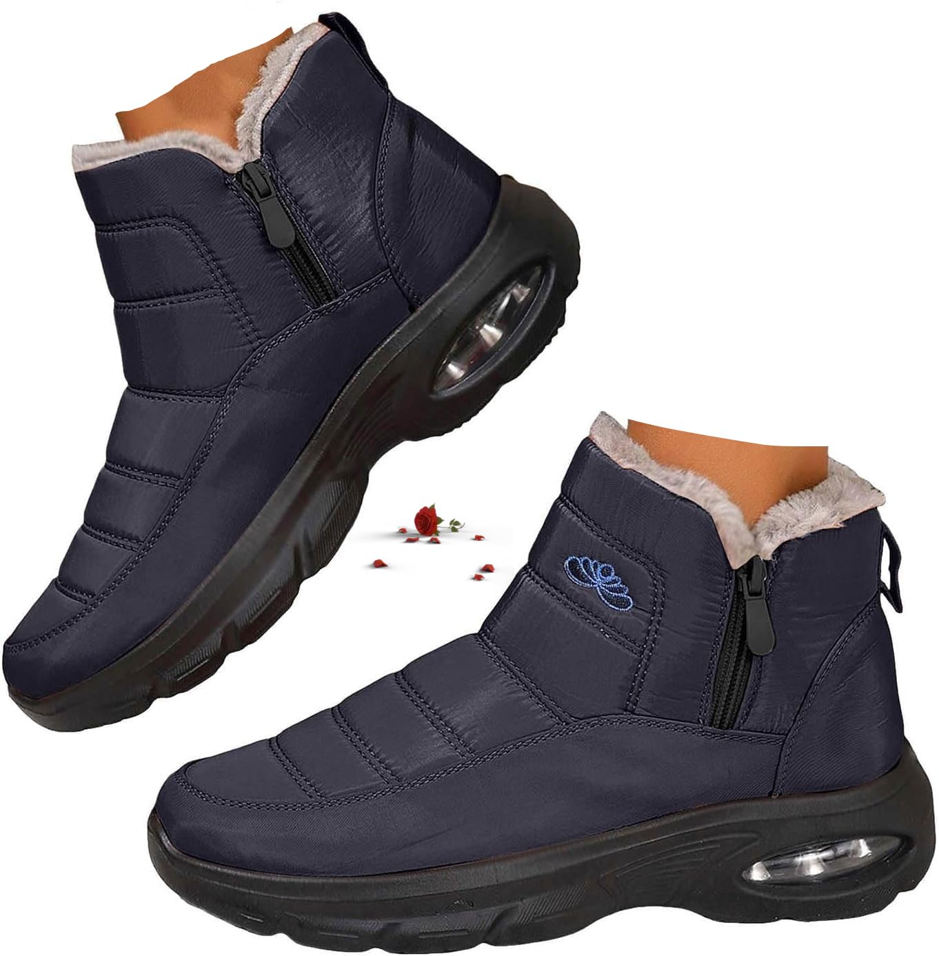 Orthopedic Winter Boots for Women Orthopedic Wide Width Boots Warm Snow Boot Waterproof Non-slip Winter Fleece Shoes