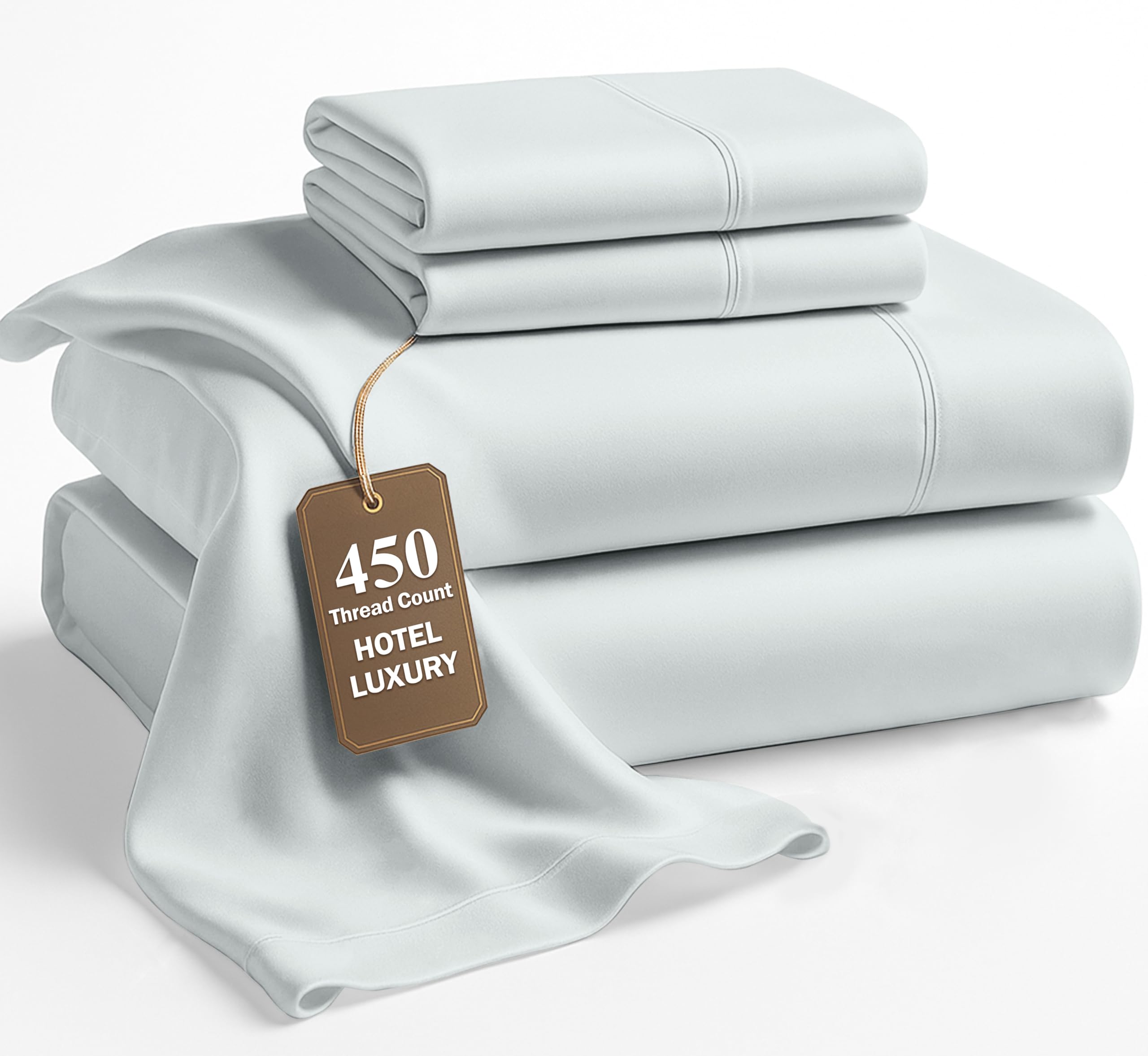 Lane Linen 100% Cotton Bed Sheets – 450 Thread Count Cooling Sheets Queen, Durable Daily Use Bedding, Value Comfort for Nightly Rest, Hotel Sateen Finish, Snug Fit 15" Deep Pocket Fitted Sheet – Taupe — view 59