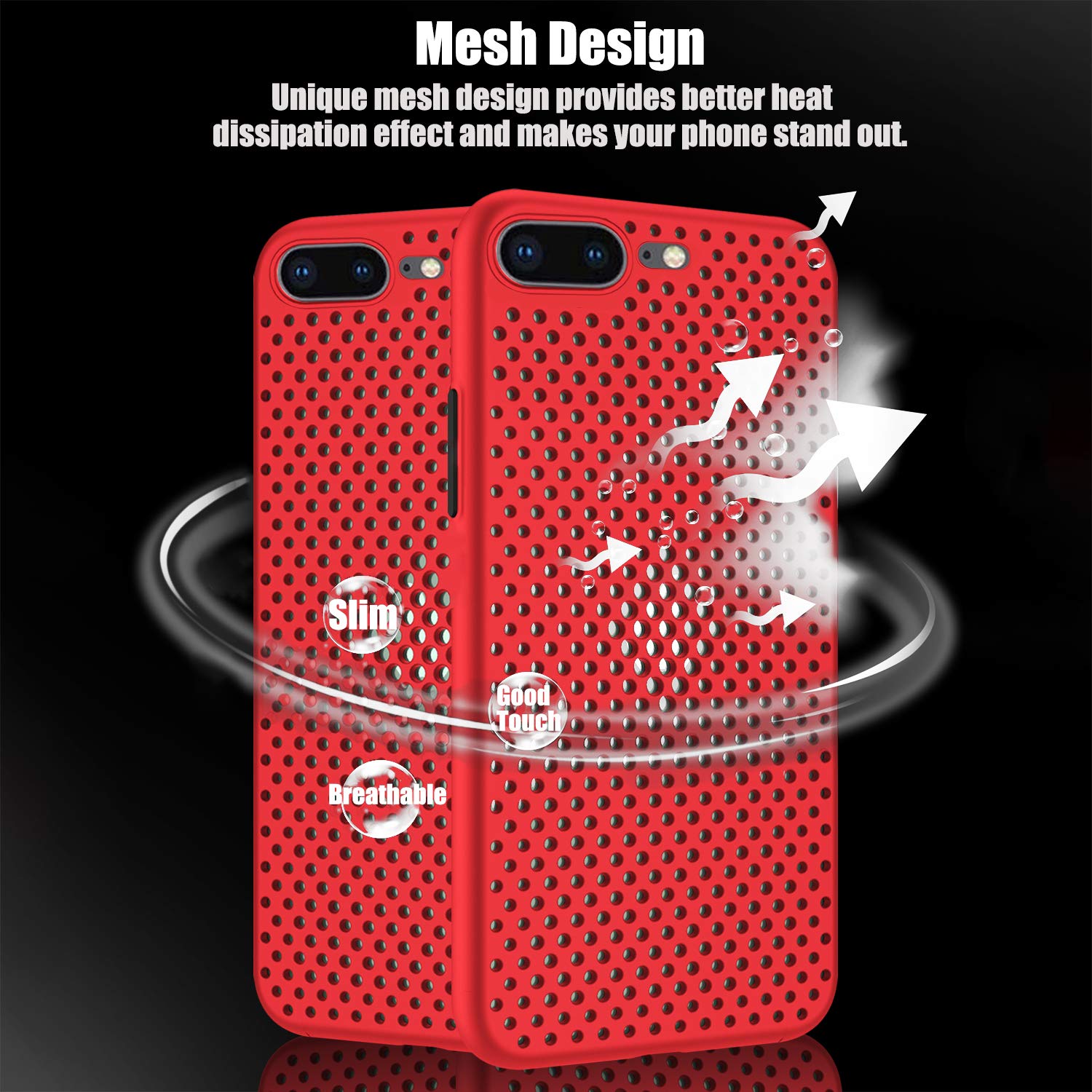 Rdyi6ba8 Cover per iPhone 7 Plus, Fotocamera Protezione Completa Ultra Leggero Morbido Silicone TPU Traspirante Mesh Design Protettiva Case per iPhone 8 Plus - Blu Navy