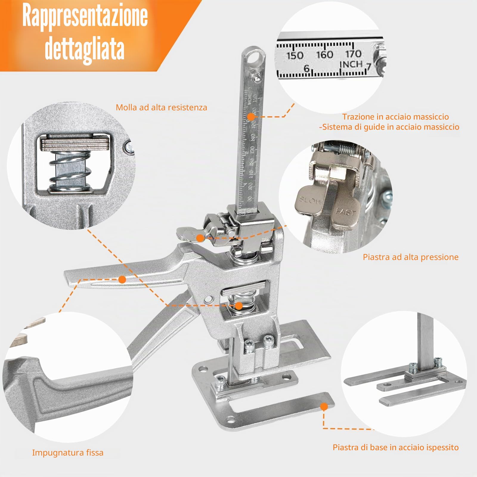 2 pezzi di braccio per risparmio di lavoro, braccio per sollevamento di utensili manuali, con funzione di sollevamento lenta e rapida, capacità di sollevamento 200 kg, strumenti di sollevamento per
