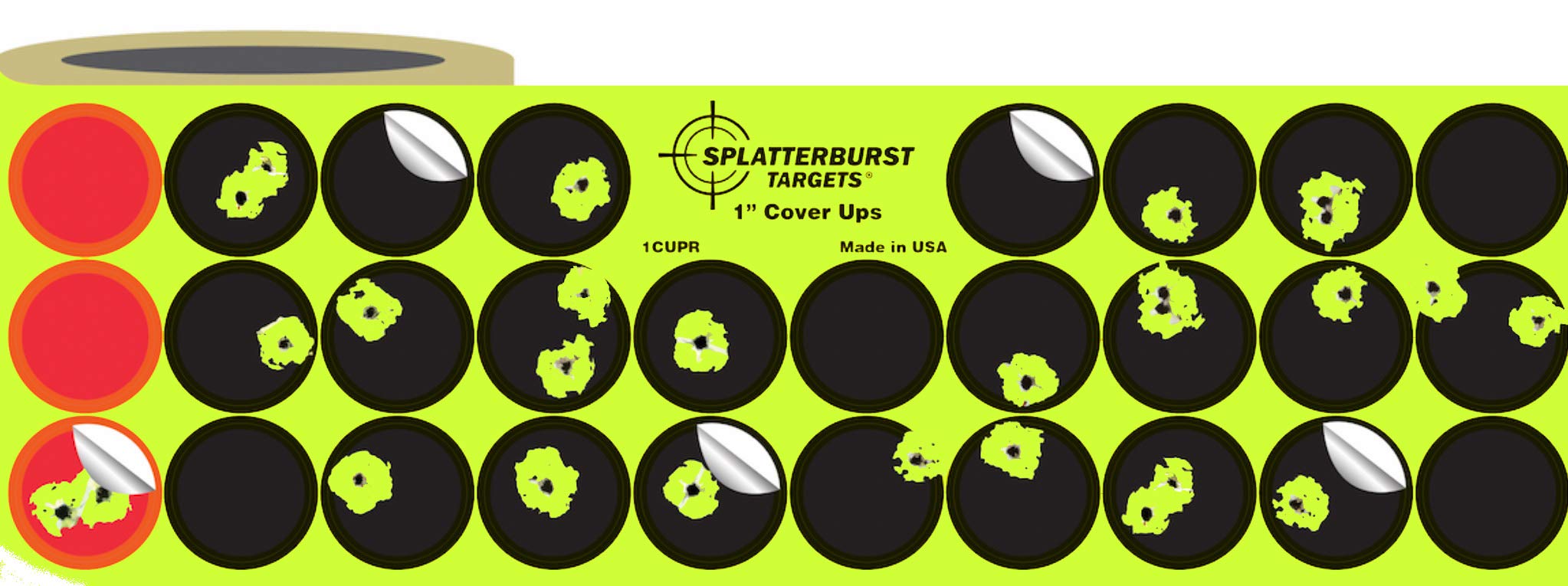 Splatterburst Targets - Roll of (1519) 1 Inch Stick & Splatter Self Adhesive Cover Up Patches - Gun - Rifle - Pistol - Airsoft - BB Gun - Pellet Gun - Air Rifle - Made in USA