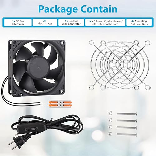 Miniatura 6 de Muffin Fan 110v 120v 220v 3 pulgadas ventilador con enchufe de CA ventilador de enfriamiento electrónico 3.150 in x 0.984 in