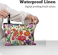 Vista 4 de Cafl Bolsa de maquillaje Bolsa de cosméticos Bolsa de maquillaje de viaje con cremallera, Flores de acuarela115