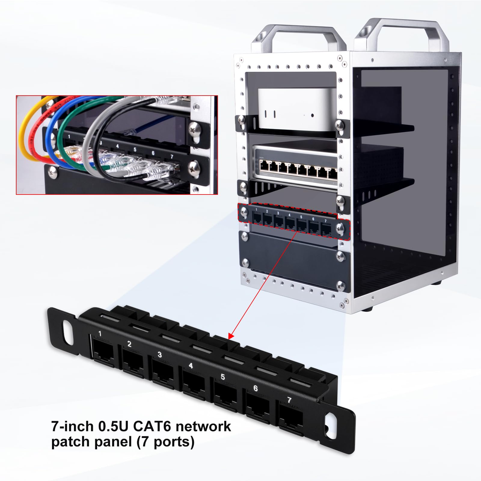 12 Port Patchpanel 0.5U CAT6 – Netzwerk Patch Panel Für 10 Zoll Rack Und DeskPi RackMate