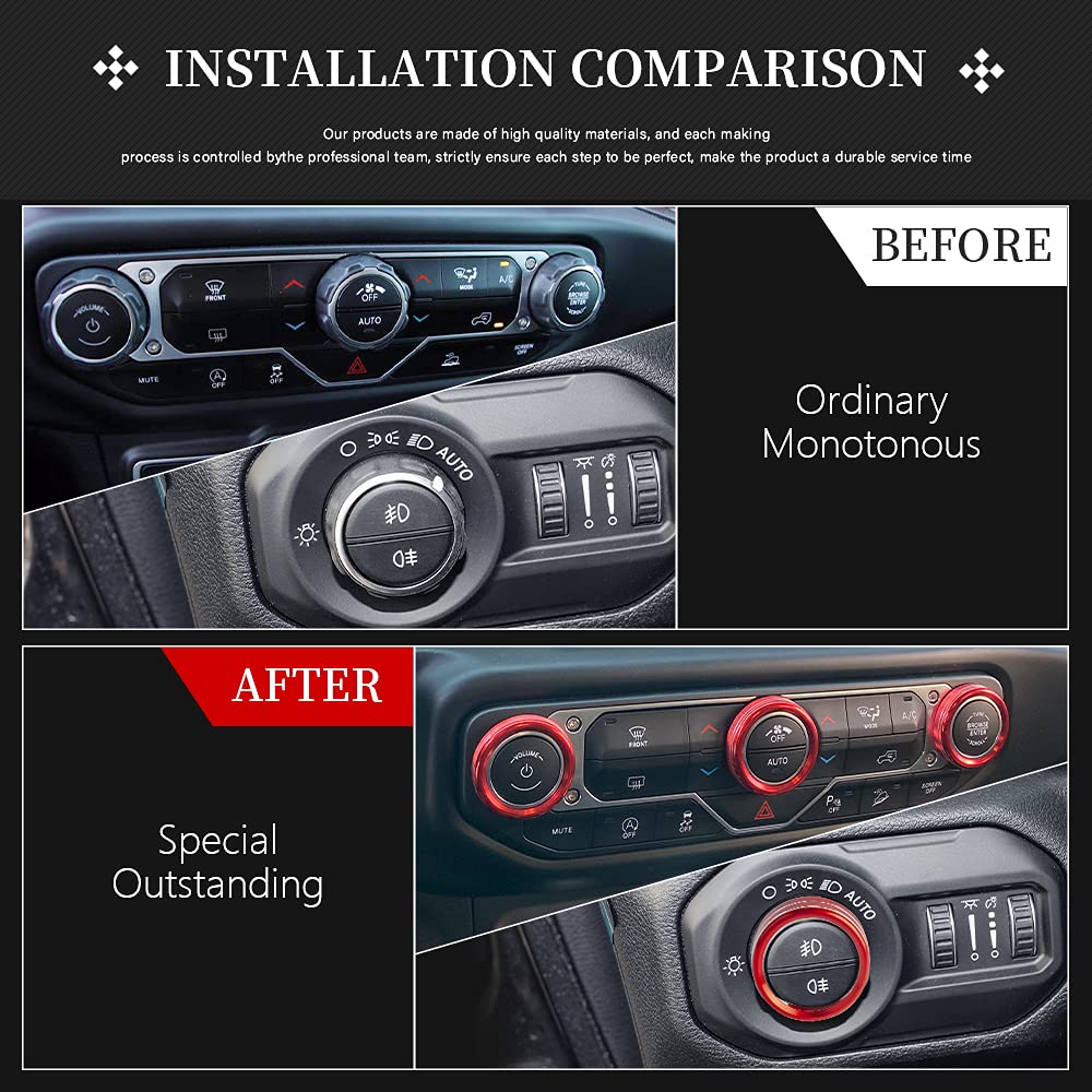 Renueva El Interior De Tu Jeep Wrangler (2018-23): 6 Cubiertas Metálicas Para Perillas En Tono Plateado
