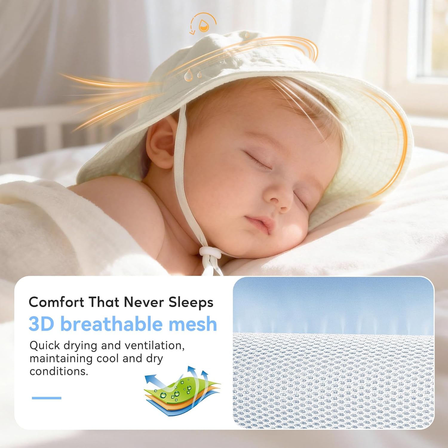 Zando 2Pcs Baby Sun Hat Toddler UPF 50+ Sun Protection Hat Adjustable Toddler Bucket Hats for Kids Summer Beach Hat 0-8T - Image 3