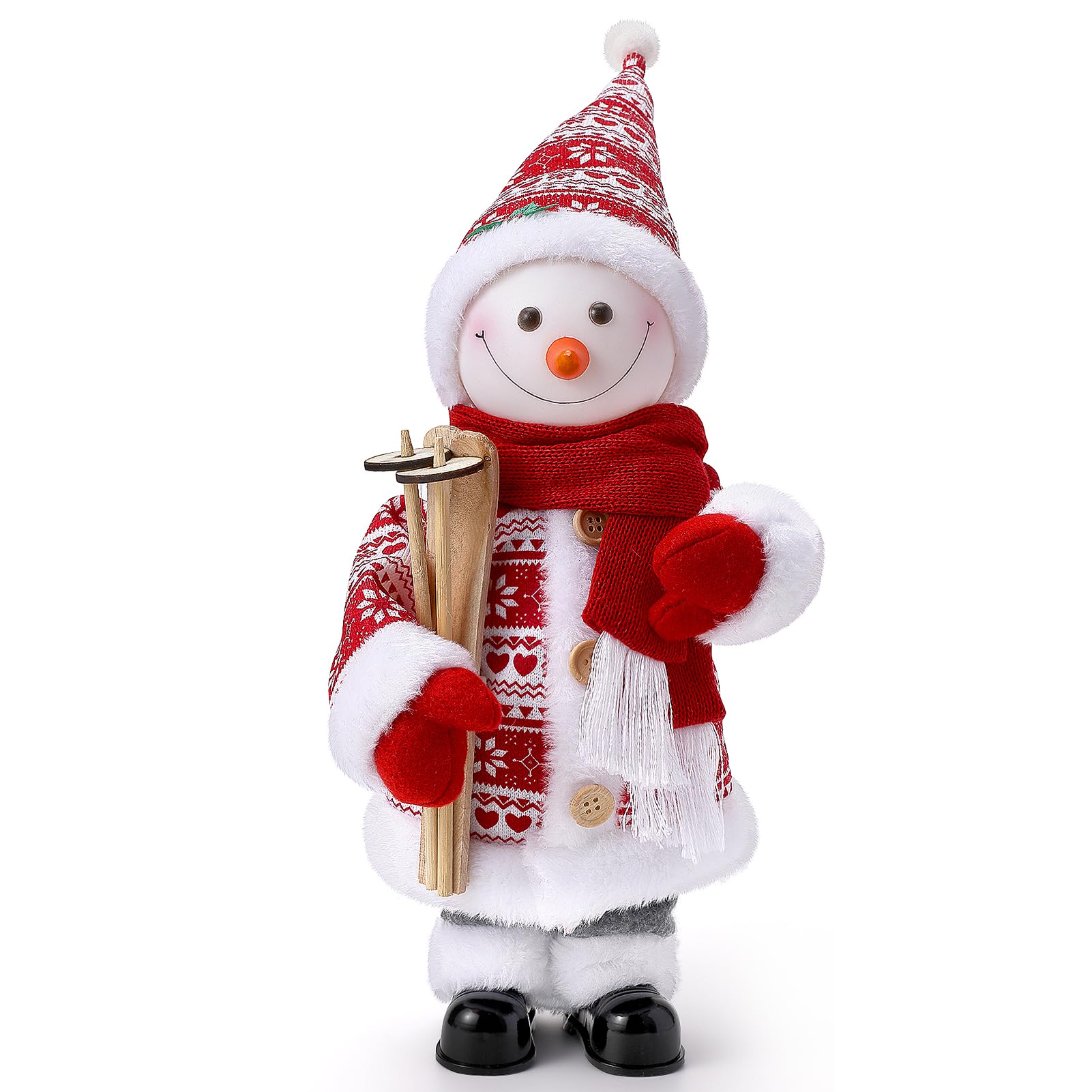 CestMall Electric Dancing Music Snowman Toy, Electric Shaking Head Stuffed Snowman with Lighted Battery Operated Holding Firewood Toy Christmas Snowman Doll Toy Gift for Holiday Home Table Decoration