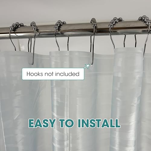 Miniatura 5 de Forro de cortina de ducha de plástico azul claro, PEVA, impermeable, ligero, con diseño a rayas, tamaño estándar, 70 x 72 pulgadas, para baño