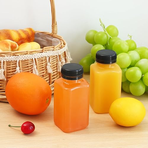 Miniatura 4 de TOMNK 100 botellas de plástico vacías de 8 onzas con tapas, recipientes reutilizables transparentes a granel para bebidas con etiqueta, embudo