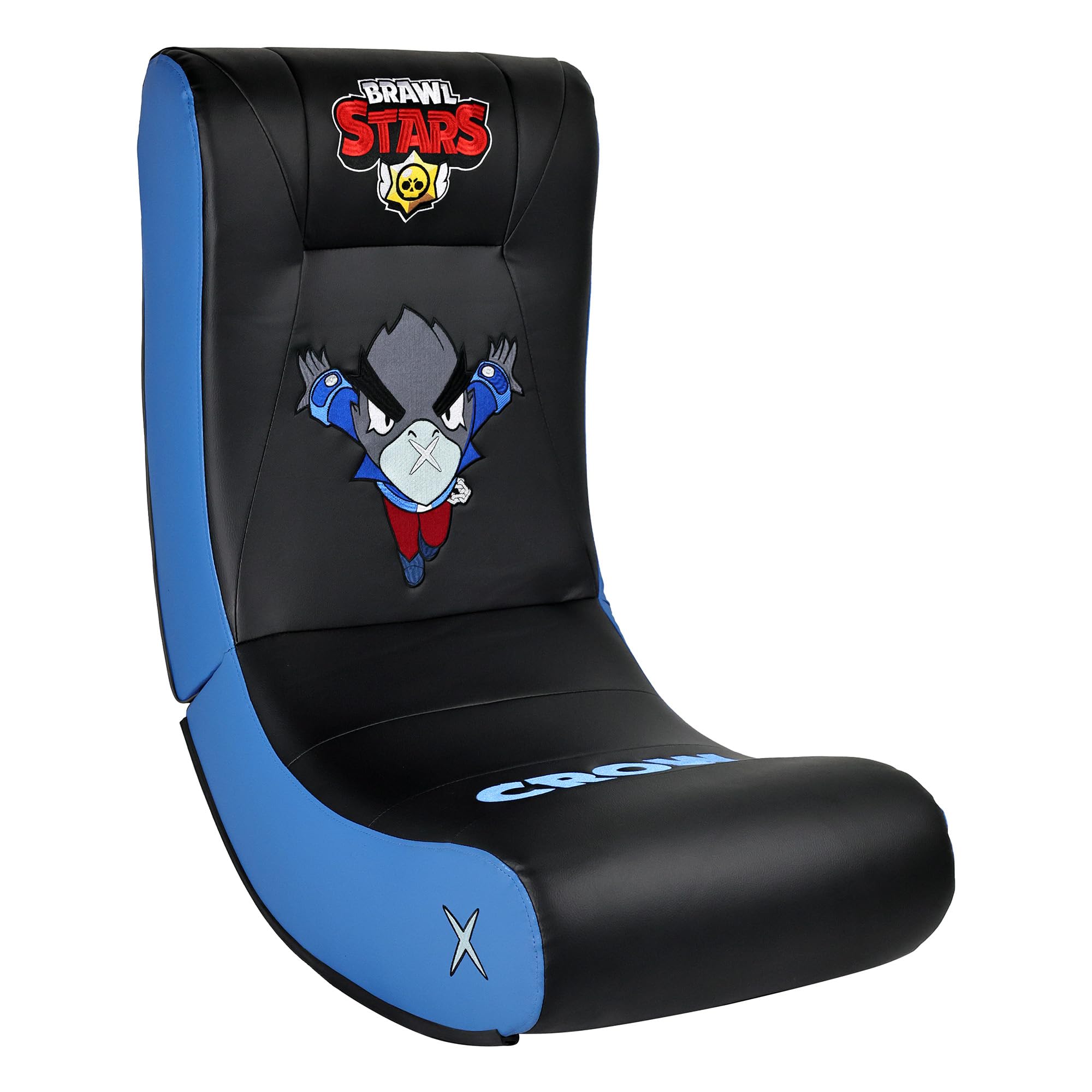 SUBSONIC – Sedia a dondolo da gaming Brawl Stars Crow – Sedia a dondolo ergonomica con licenza ufficiale – Similpelle nera e blu con ricamo – Comoda sedia per soggiorno o camera da letto