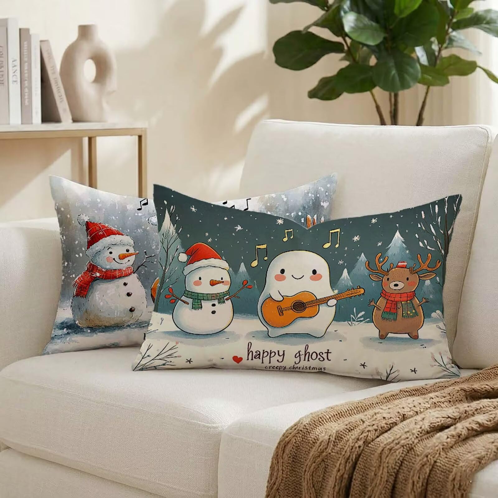 Housse coussin exterieur 50x80 pour sublimer votre canapé de jardin en hiver lot de 2 taies