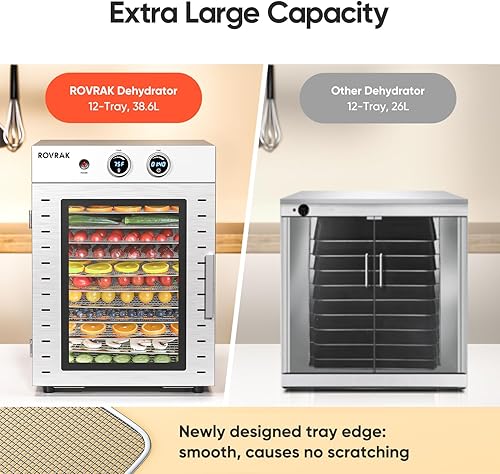 Miniatura 7 de Deshidratador de alimentos para carne seca, frutas, carne, hierbas, máquina deshidratadora de acero inoxidable de 12 bandejas, temporizador