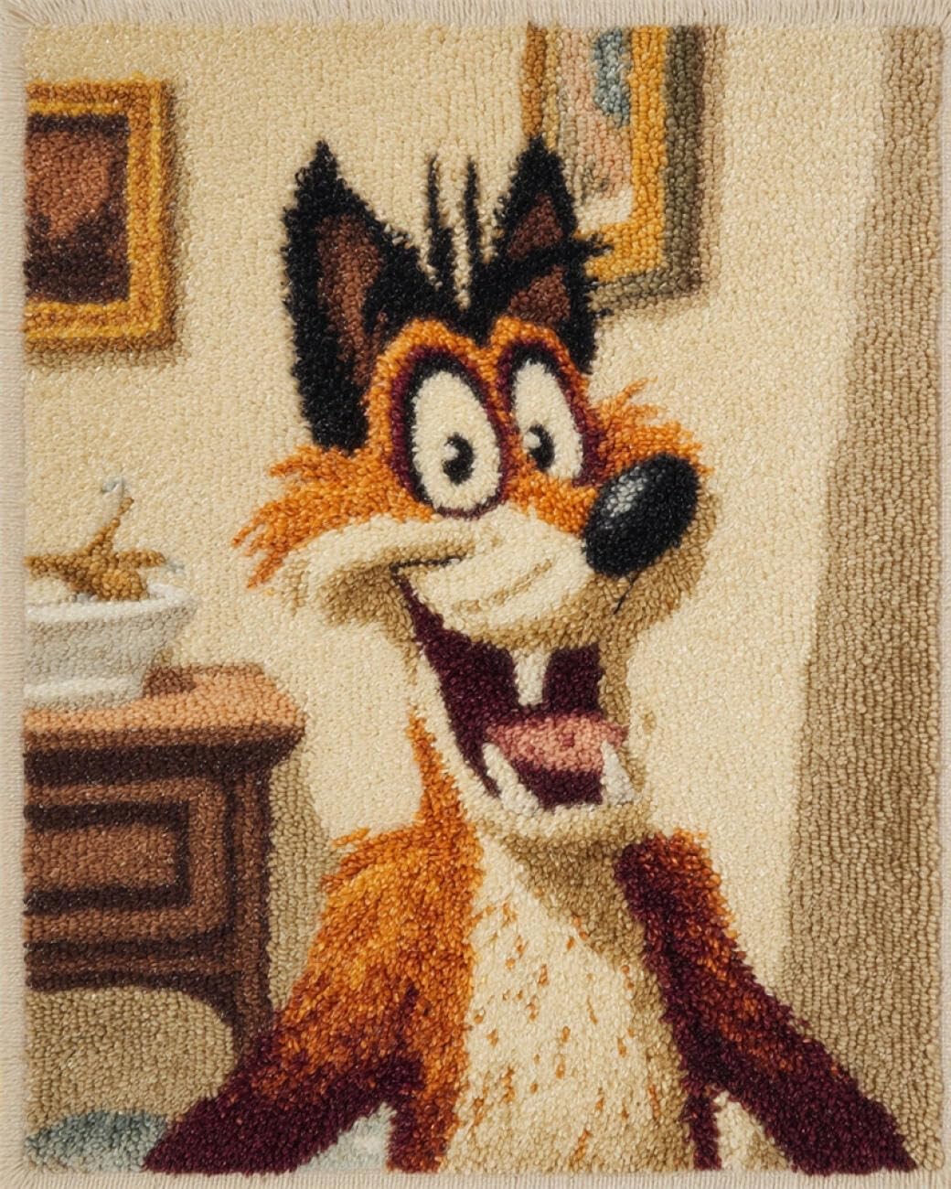 AMBATTERY Large Rug Making Kit The Fox in the Bathroom 80x160cm