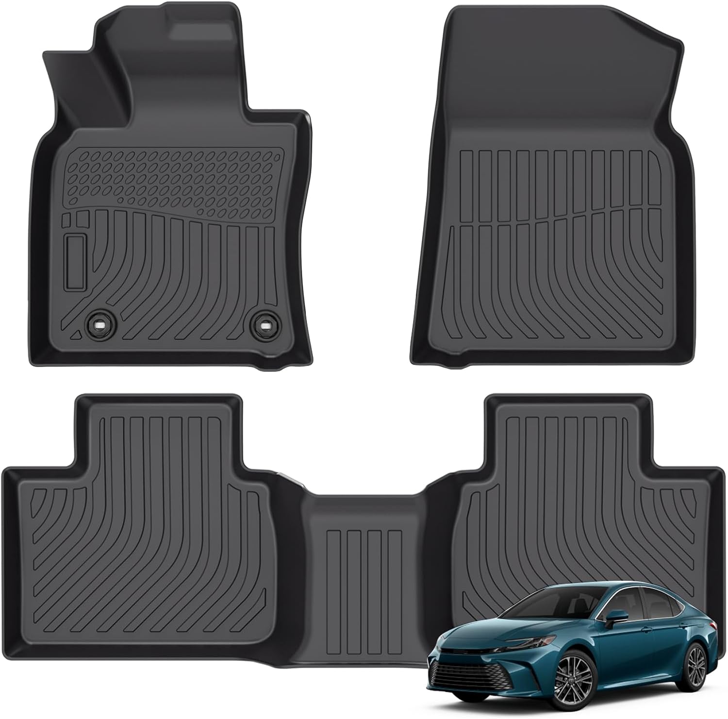 SMABEE Floor Mats Compatible with Toyota Camry 2025 2026 (Include Hybrid/SE/XSE/LE/XLE/LEV) All Weather Floor Liners TPE Car Accessories,1st & 2nd Row Car Mats Interior Black