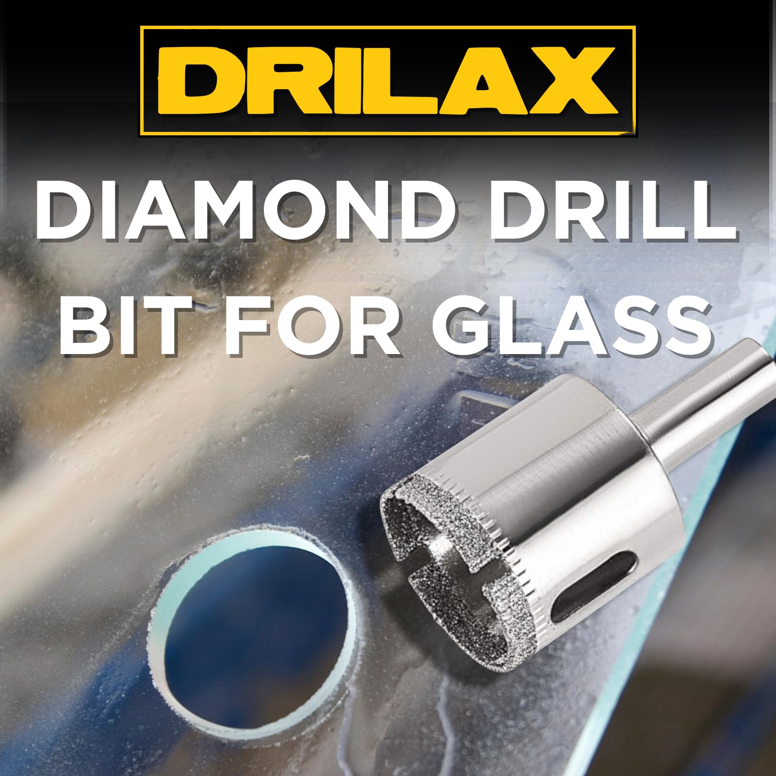 Drilax - Broca para taladro de 1 5/8 pulgadas (cristal, pecera, mármol, granito encimera, cerámica,