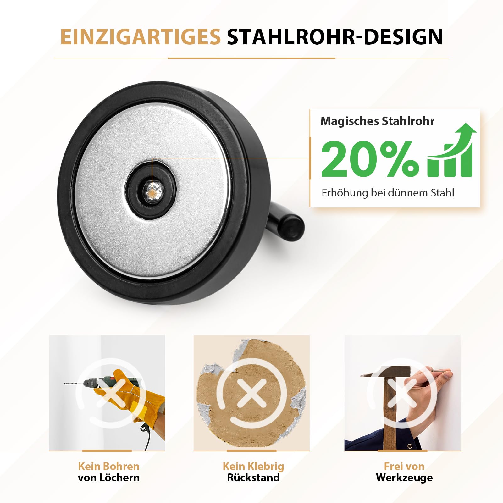 Neosmuk Gancio magnetico nero, 47 kg, extra forte per armadietto, magneti al neodimio, gancio magnetico molto forte per impianto di officina, tenda posteriore, barbecue, appendiabiti