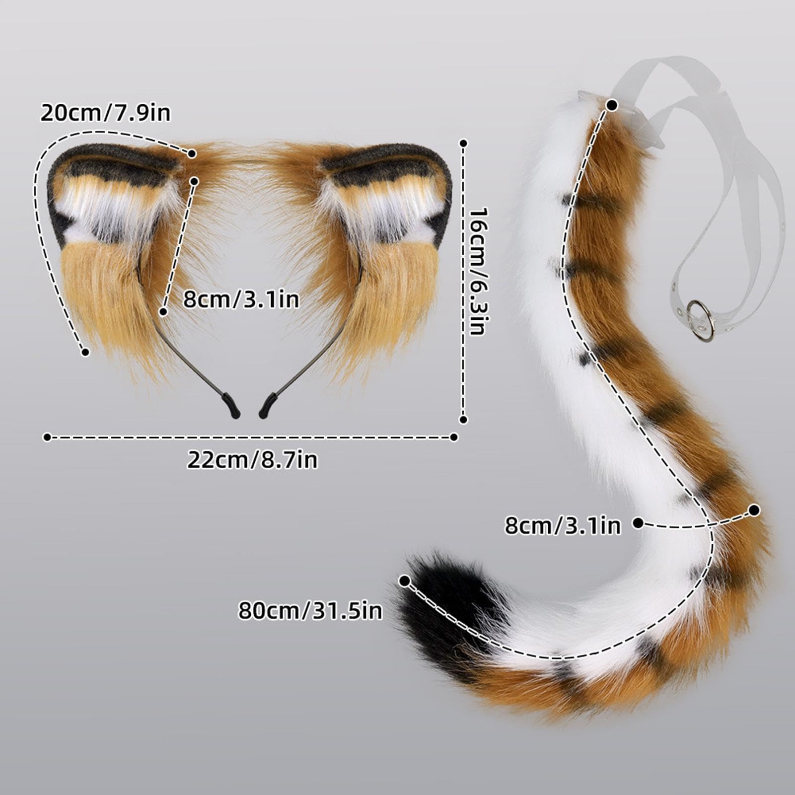 Diadema Orejas Tigre y Cola Accesorios De Disfraz Para