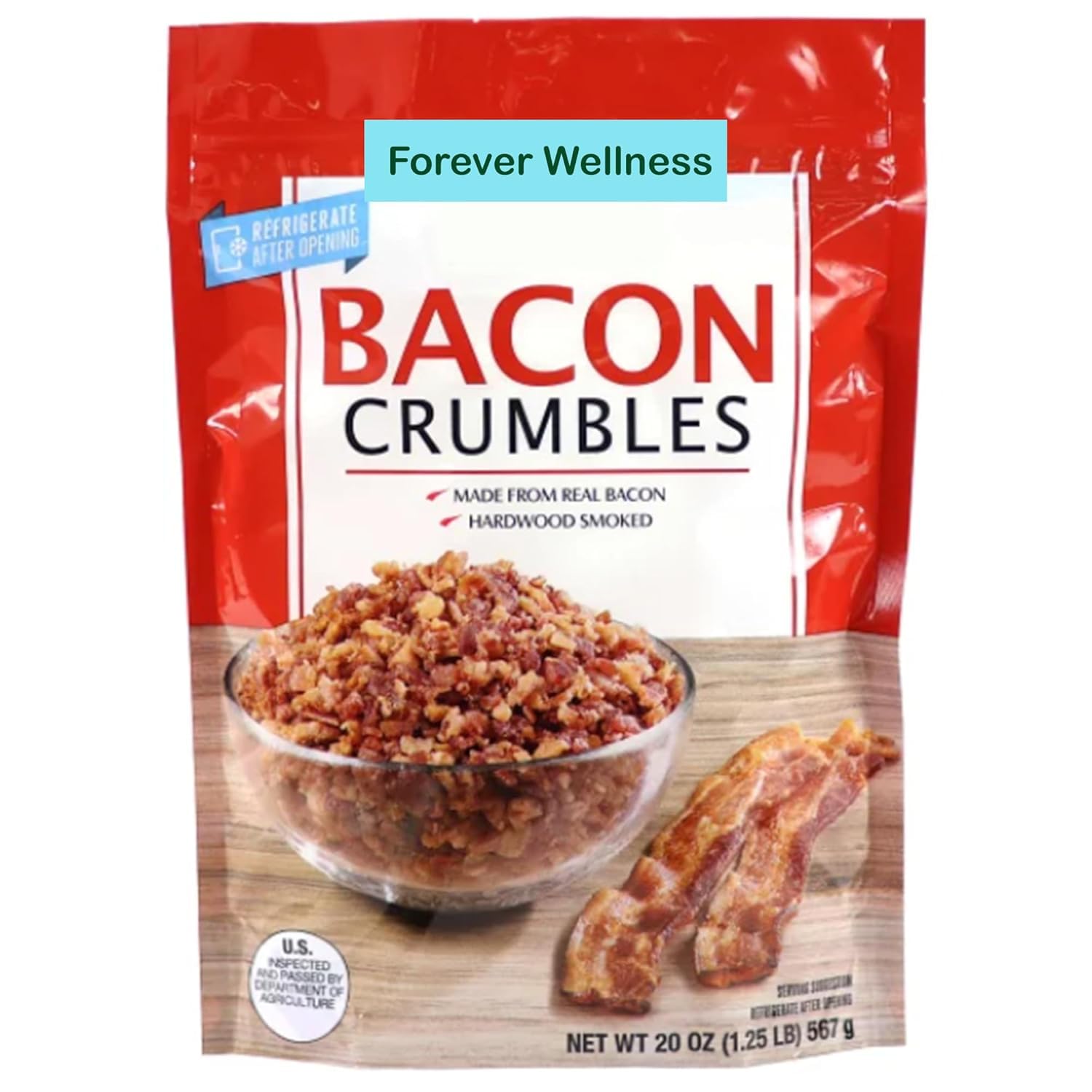 Generic VSL Bacon Crumbles Compatible with Kirkland Signature, 20 oz, 100% Real Bacon, Naturally Smoked, Made In The USA, Ready To Eat, Premium Quality, Great for Salad Topping and Baked Potatos