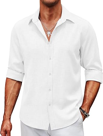 33% off: COOFANDY Mens Button Down Shirt Long Sleeve Untucked Shirts Summer Casual Dress Shirts