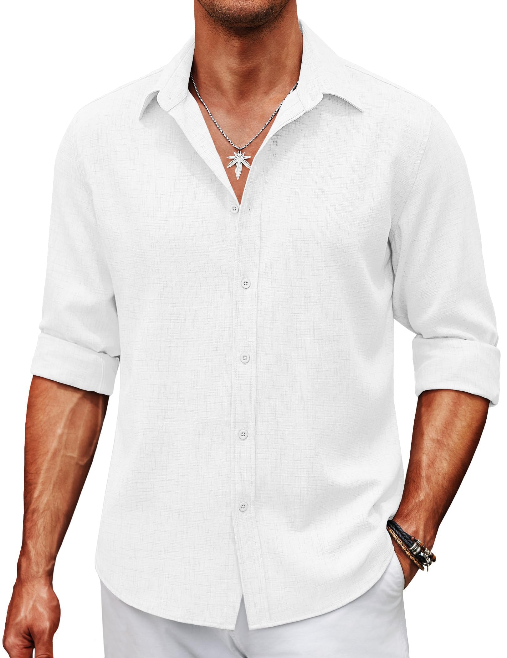 COOFANDY Mens Button Down Shirt Long Sleeve Untucked Shirts Regular Fit Casual Dress Shirts