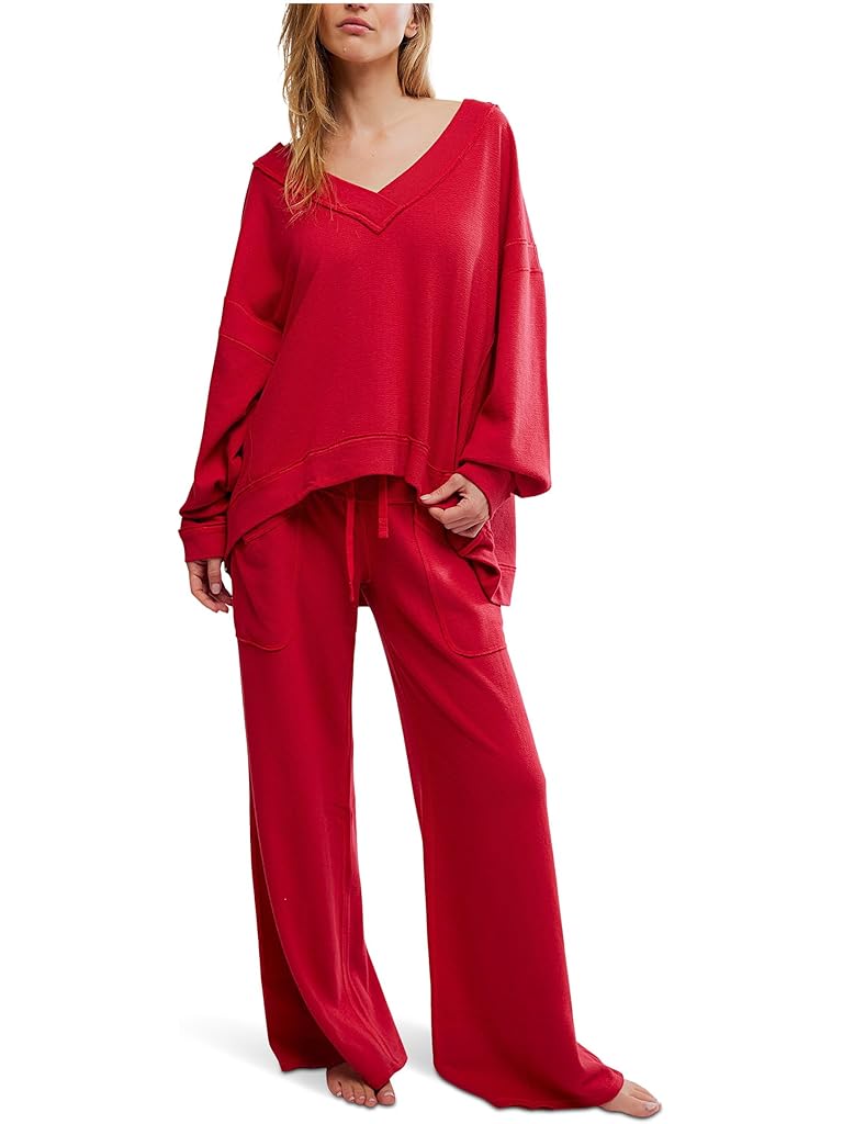 Red Free People Staycation Pullover