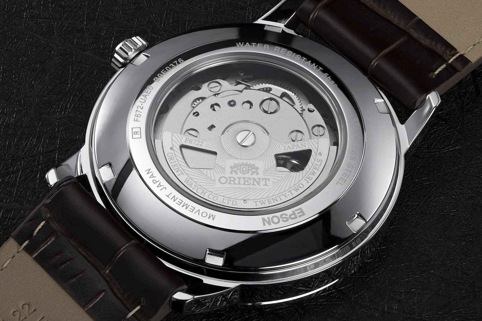 Orient Męski analogowy zegarek automatyczny ze skórzanym paskiem RA-AC0F07S10B, brązowy, Pasek