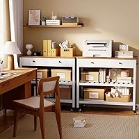 Vista 8 de Gizoon Carrito de isla de cocina con ruedas con mesa de madera de 40 pulgadas, 2 estantes de almacenamiento espaciosos y toallero, carrito