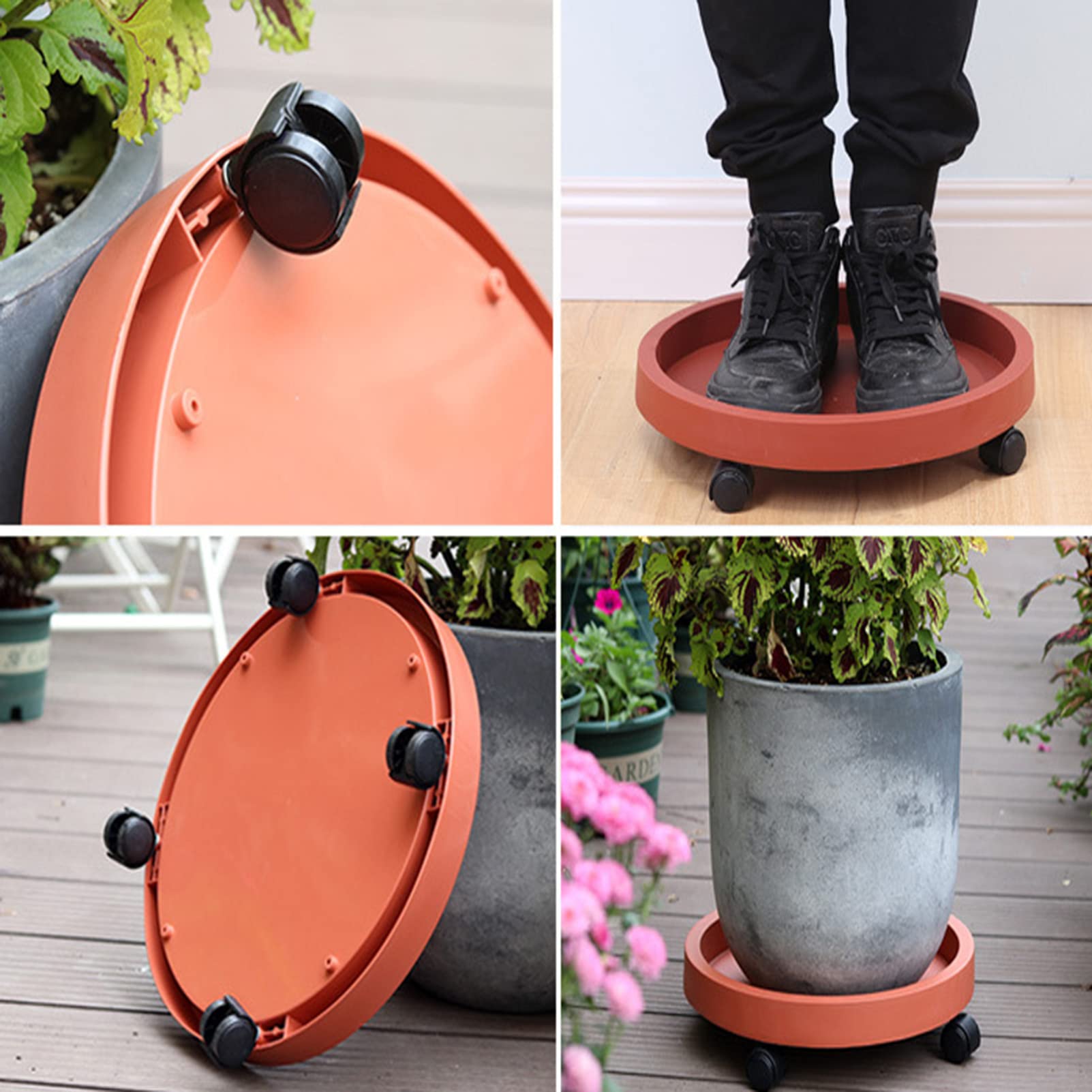 Pflanzenständer mit Rädern, runder Blumentopfständer, tragbarer Dolly Halter für Topfpflanzen, Indoor/Outdoor Pflanzwagen