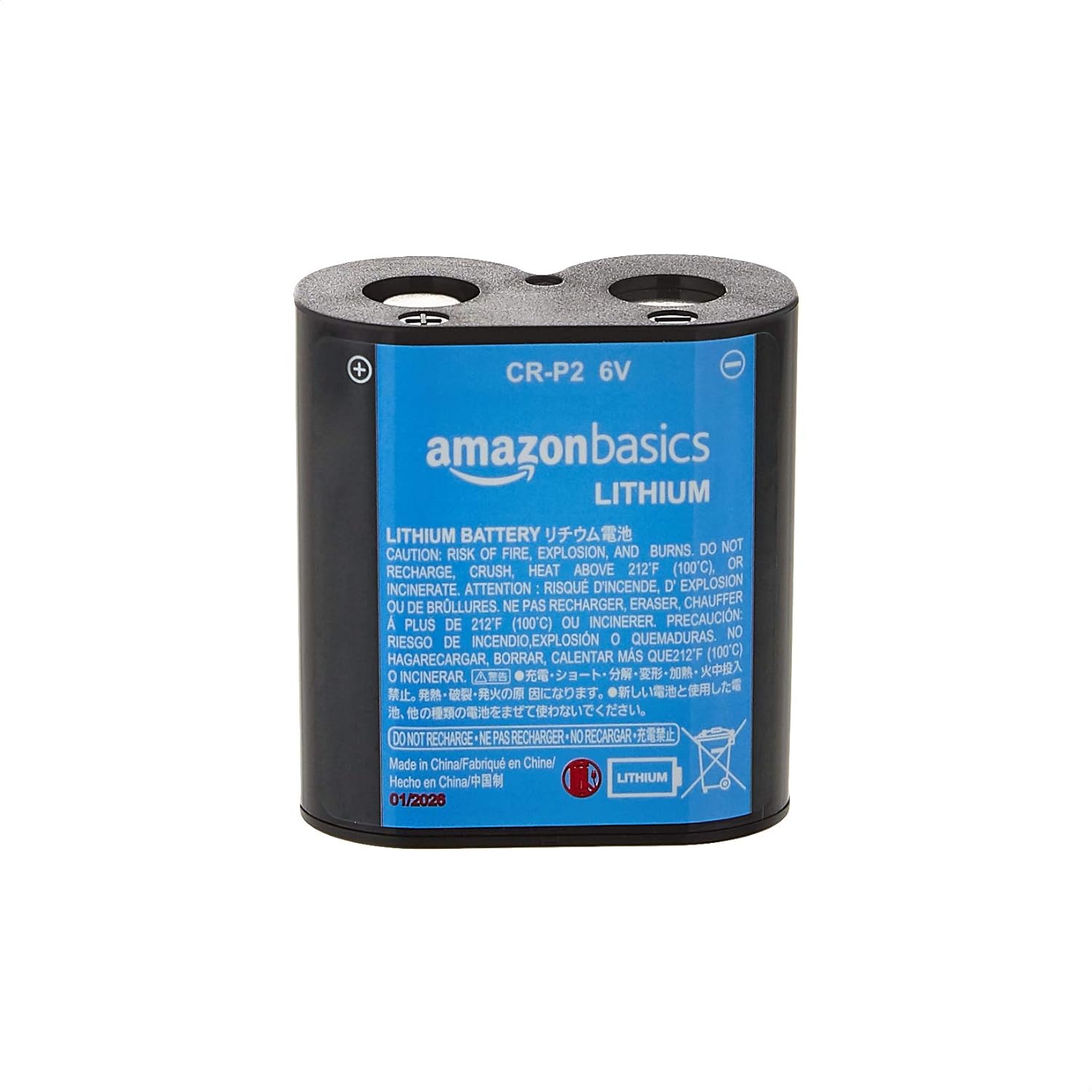  Basics Single CR-P2 High-Capacity 6 Volt Lithium Photo Battery - Replaces 223A, EL223AP, and DL223A batteries : Health & Household