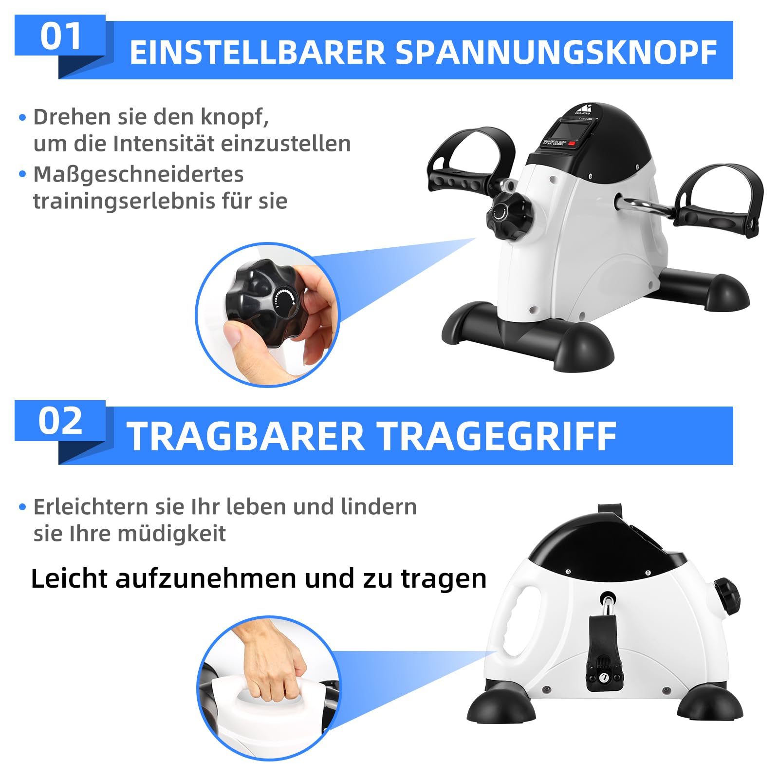 EVOLAND Heimtrainer Mini Fitnessbike Pedaltrainer Arm Beintrainer LCD Display Hometrainer Fitnessgerät
