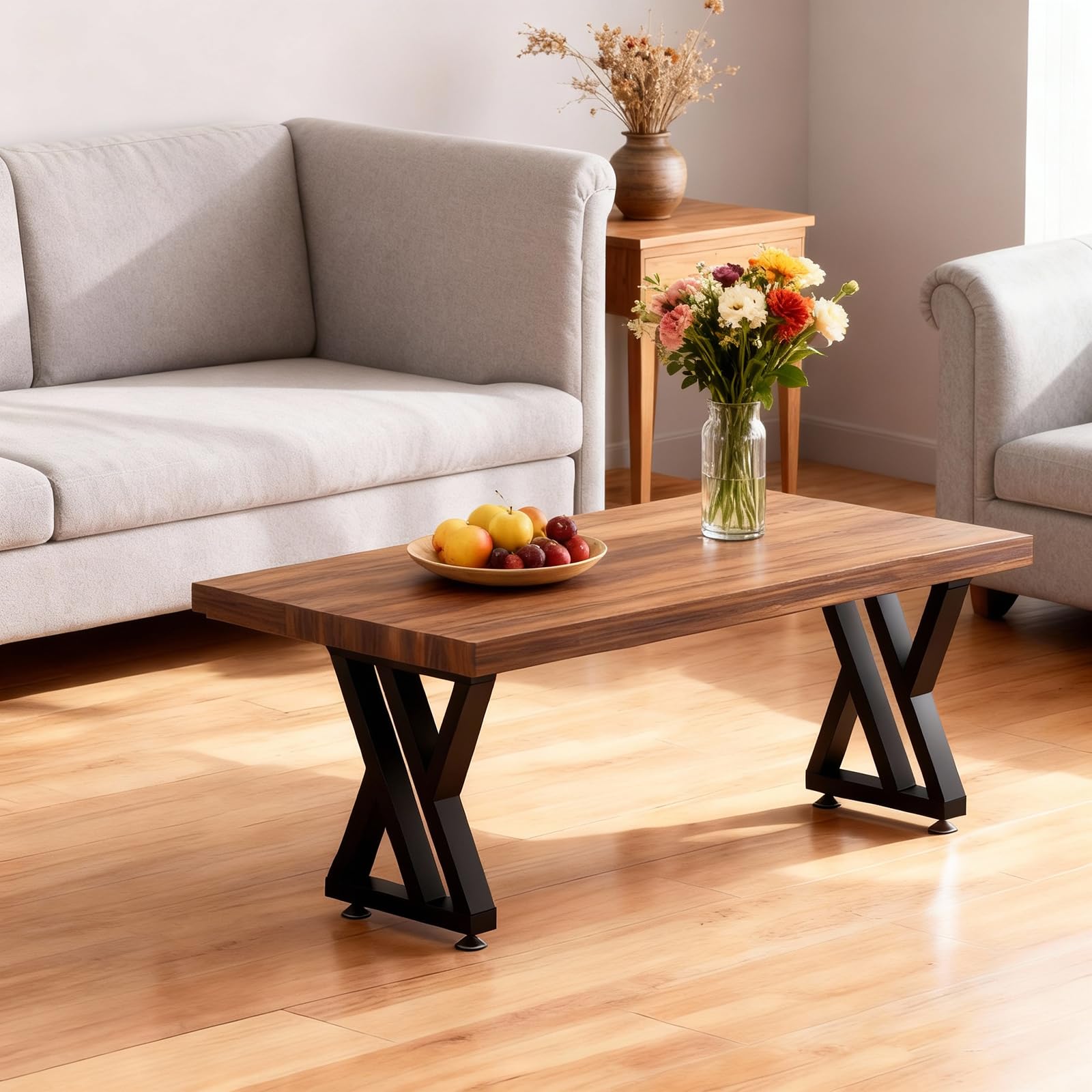 FJANKUI Coffee Table Legs 16 inches Tall, Modern Metal Bench Legs, Triangular Industrial Heavy Duty Coffee Table Base, DIY Iron Side Table Legs, with