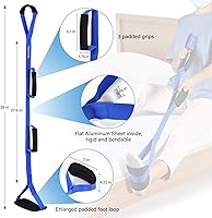 Vista 5 de Correa de levantamiento de piernas de 39 pulgadas de largo con asas acolchadas y bucle para el pie, levantador rígido de piernas, kit