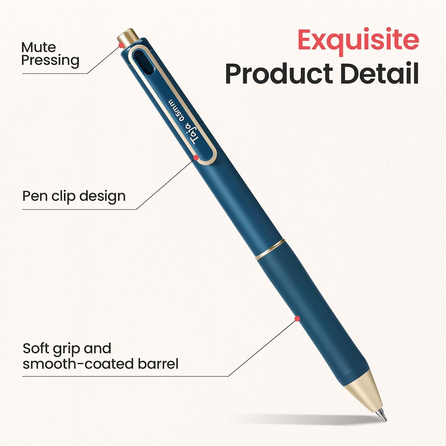 Taja Gel Pens, 6 Pcs Quick Dry Black Ink Pens, 0.5mm Fine Point, Vintage image 2