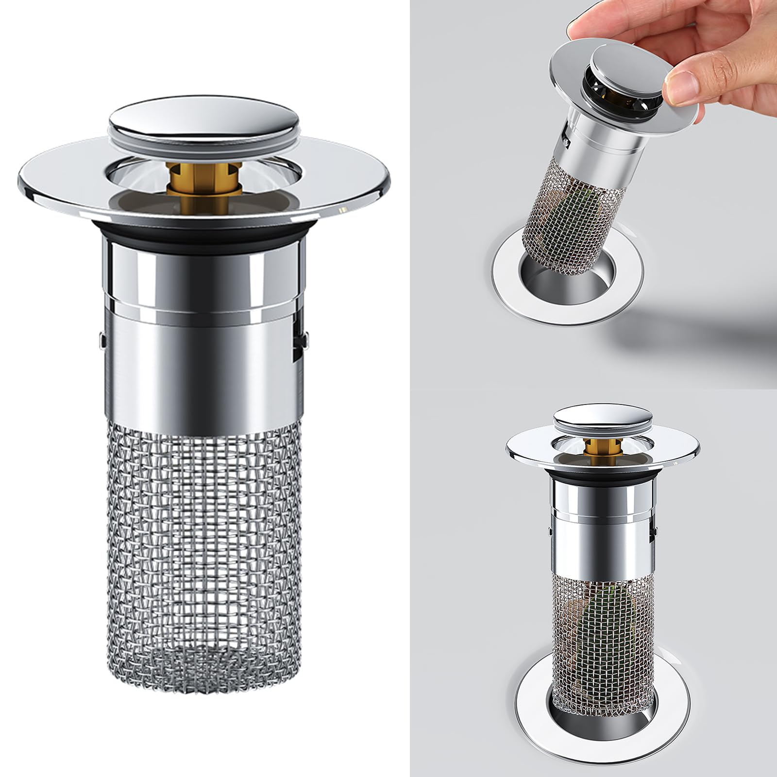Drain Drain Plug Sink with Hair Strainer Popup Drain Strainer OUniversal Compatibility for Bathroom Sinks Shower Tray Drain Plug