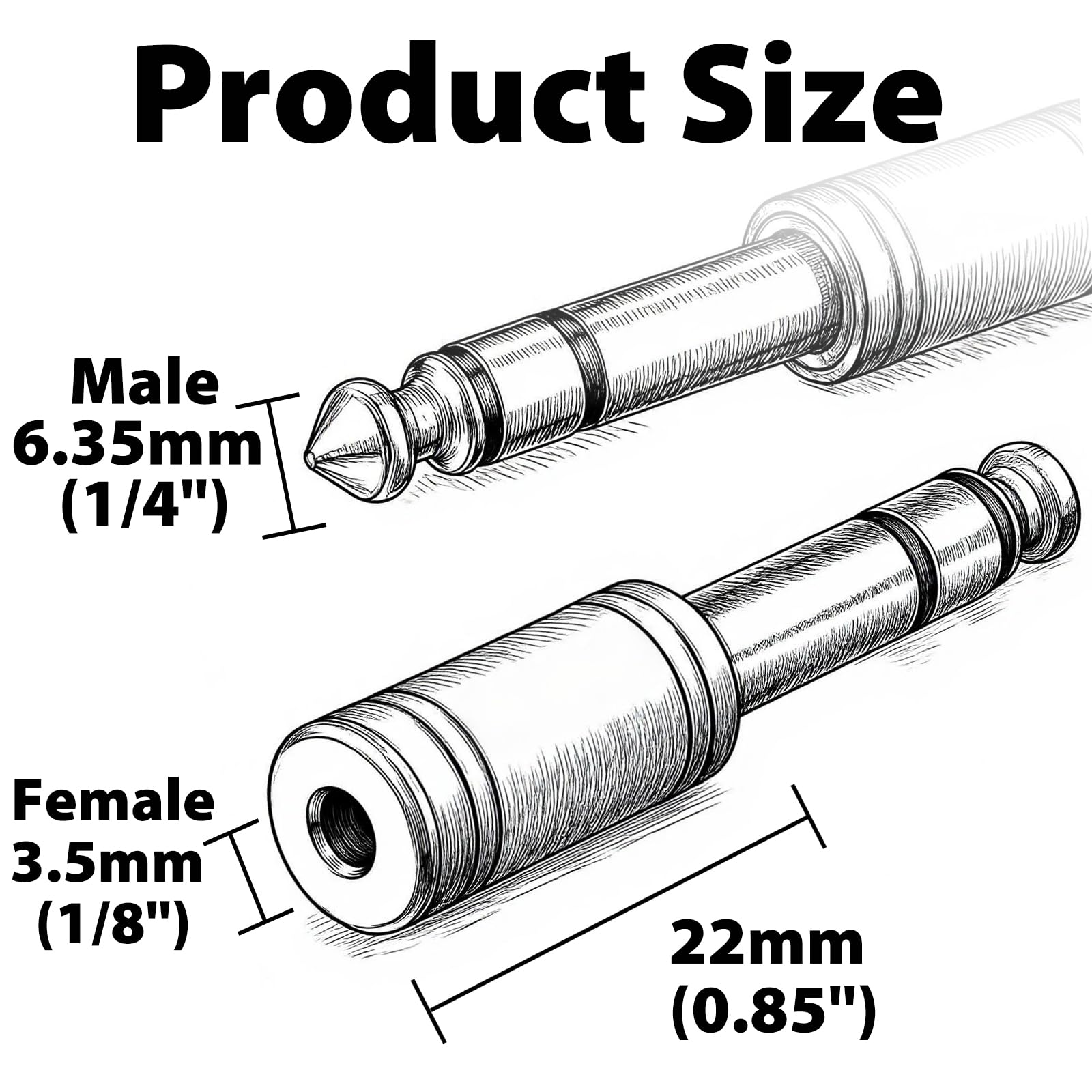 Cyberguys! 2-pak adapterów do słuchawek 3,5 mm na 1/4 – wytrzymały adapter 6,35 mm męski na 1/20.3 cm żeńskie gniazdo słuchawkowe do wzmacniacza, gitary, miksera, kina domowego, amplitunera AV