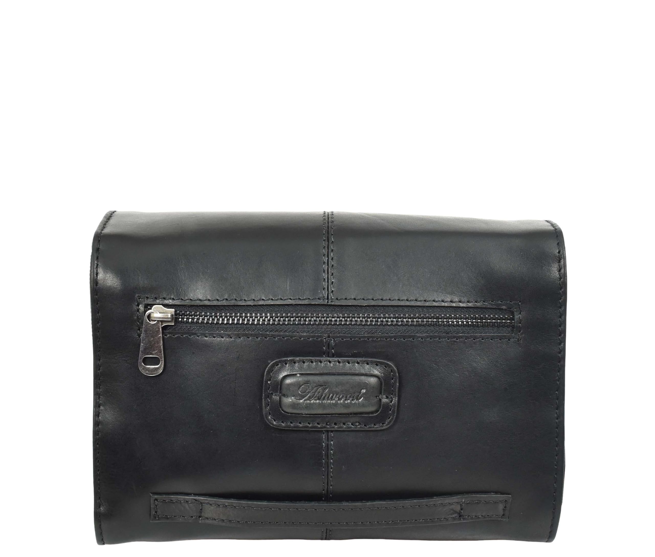 Real Leather Hanging Toiletry Wash Bag for Mens Travel Shaving Kit Pouch Cruise, Black, Small, Wash Bag