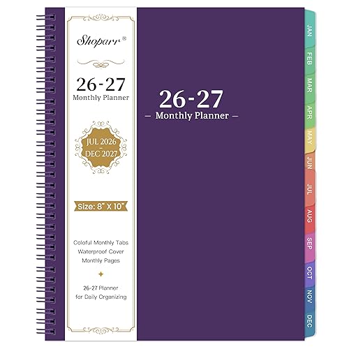 2026 Monthly Planner - JAN 2026 - DEC 2026 Planner, Planner with Colorful Tabs, 2026 Calendar Planner for Daily Organizing - Waterproof Cover (8" x10", Monthly Pages & Notes, Purple)