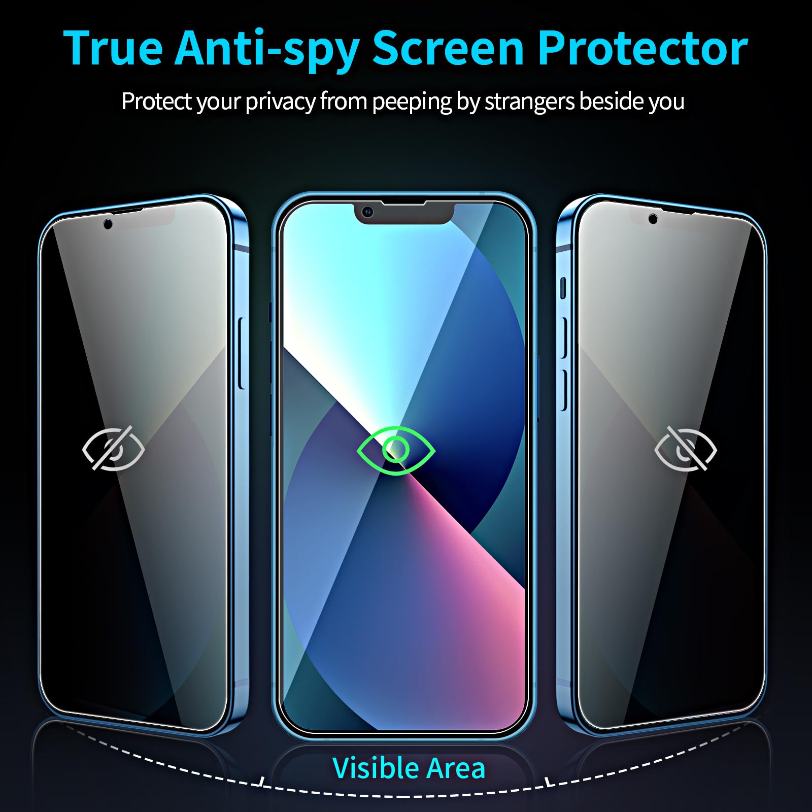QUESPLE 2 Pezzi Privacy Pellicola Protettiva per iPhone 13/13 Pro 6,1", (Vetro Privacy) Anti Spy in Vetro Temperato con Strumenti di Installazione, Durezza 9H, Ultra Resistente
