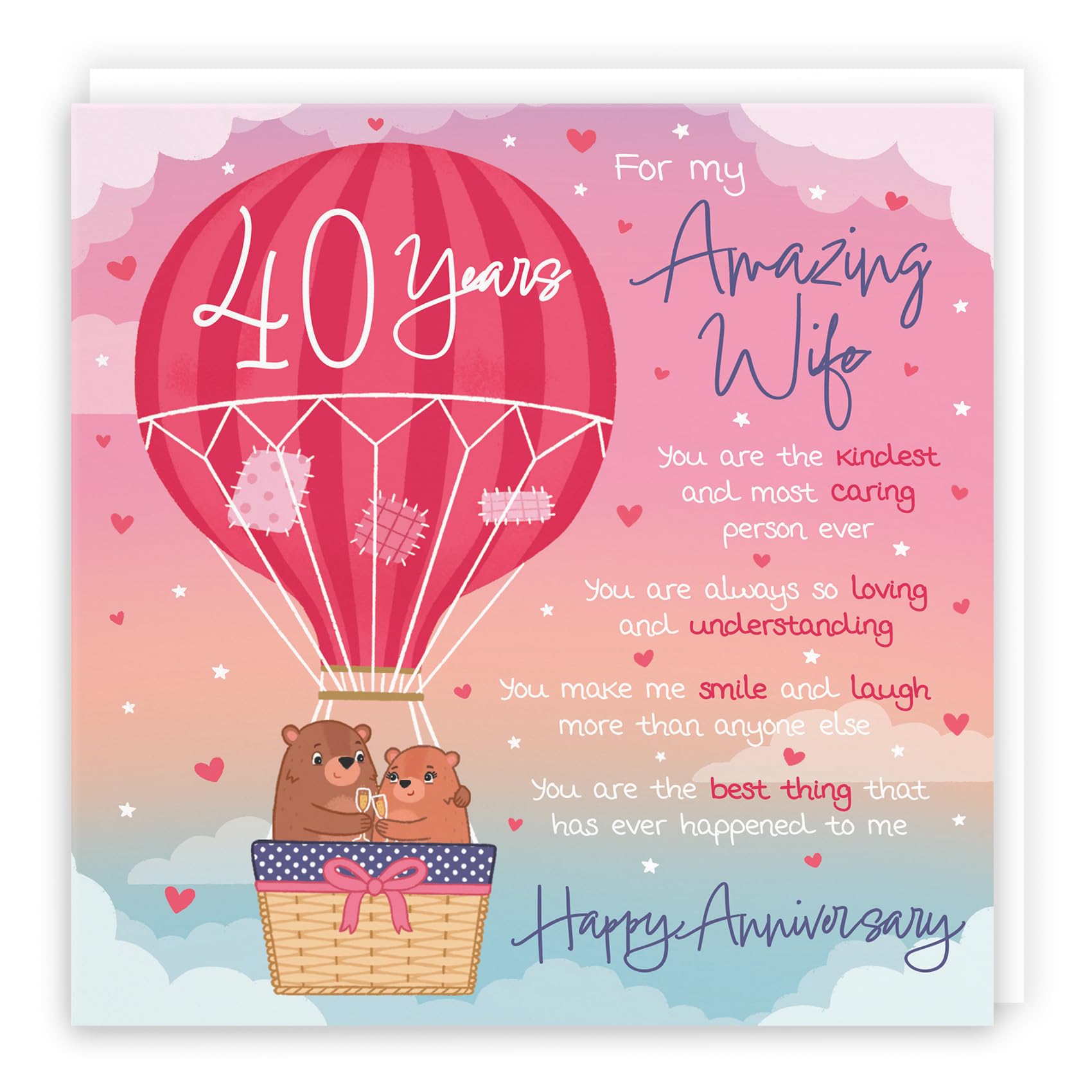 Hunts England, Wife 40th Anniversary Poem Card, Love Is In The Air, Beautiful Love Verse, Cute Bears