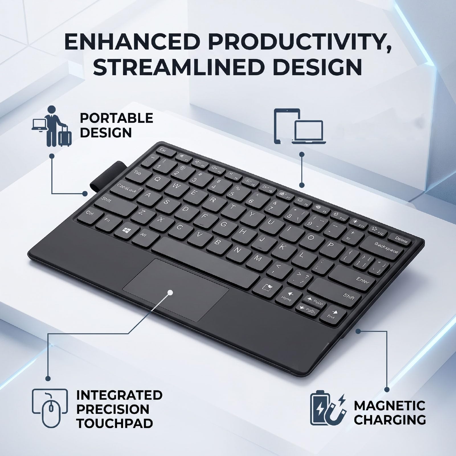 Chrees Clavier Bluetooth Pavé Tactile Portable Chargement Magnétique