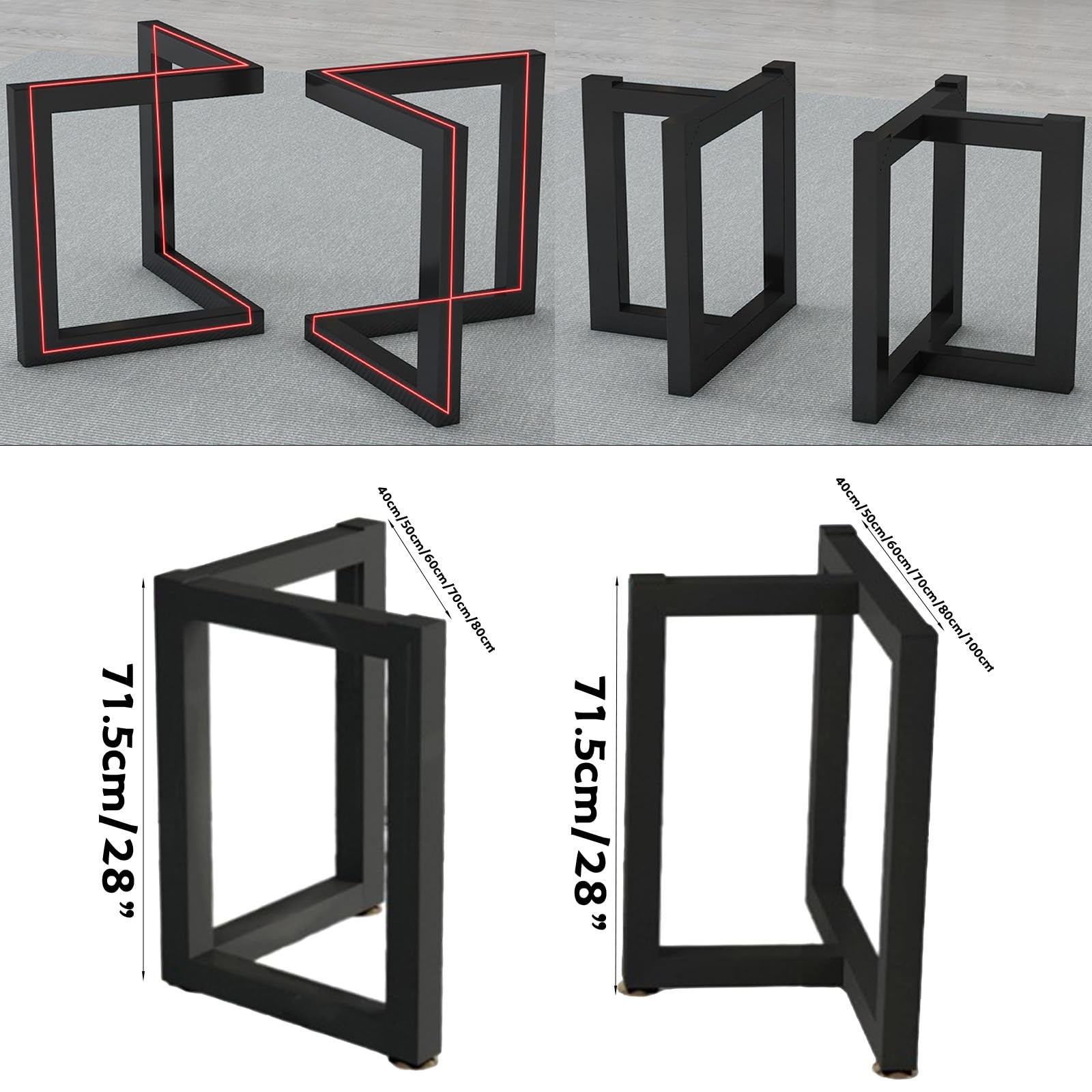 Metall-Tischsockel – robuste industrielle Schreibtischbeine, V-förmiges Dreieck-Design, DIY-Tischstütze, abnehmbarer Möbelbein-Ersatz