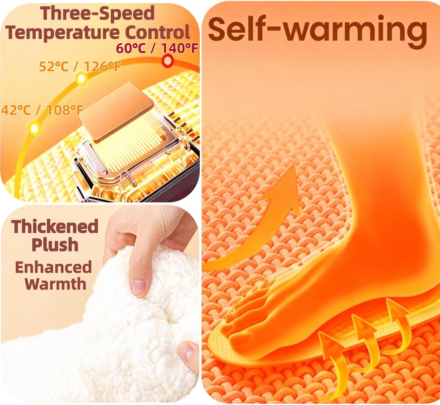Electric Heating Socks for Kids and Women, Upgraded Battery Cute Socks, 3 Heating Levels & 3D Heat Around Foot, Perfect Winter Fuzzy Warmth
