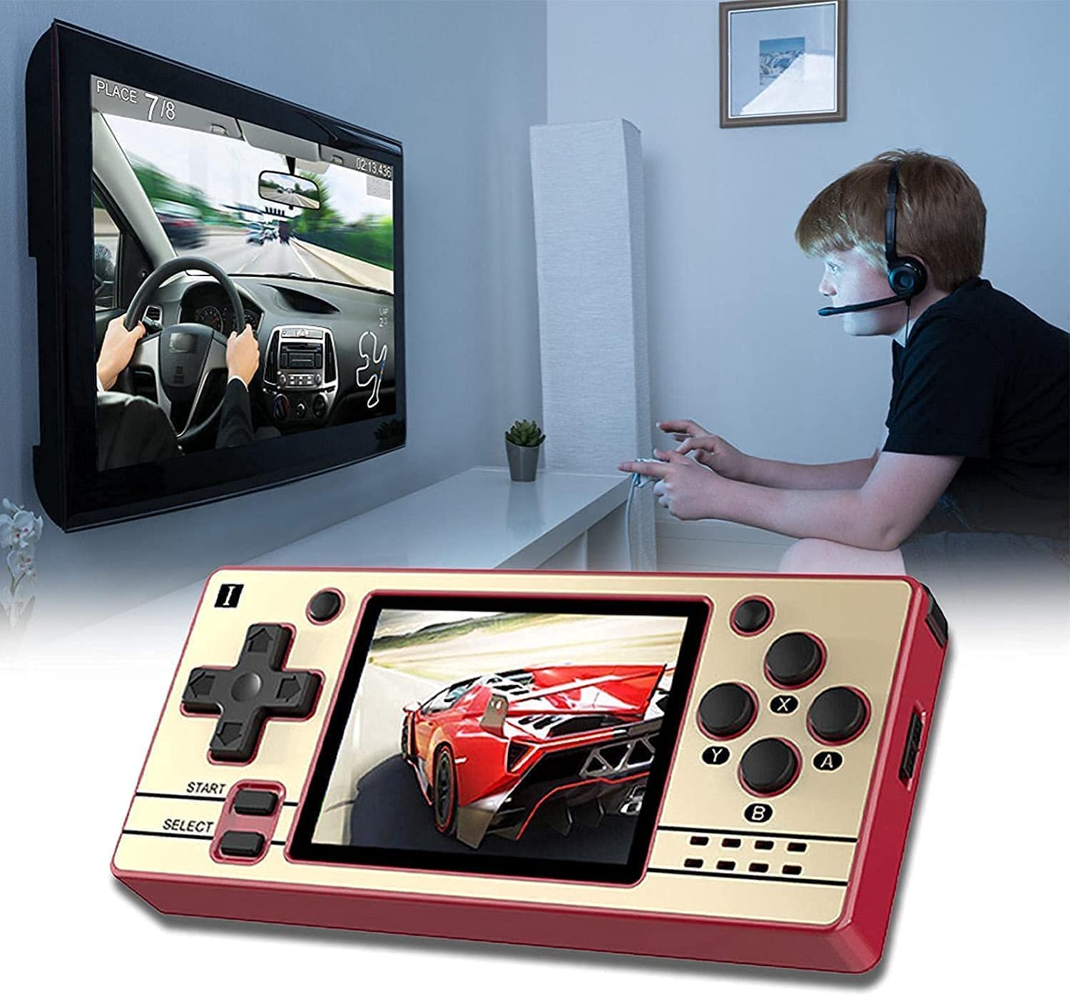 Mini Console di Gioco Classica Integrata da 32 GB, Sistema Open Source Portatile retrò, Console per Videogiochi IPS da 3,5 Pollici, Regalo di Natale per Bambini