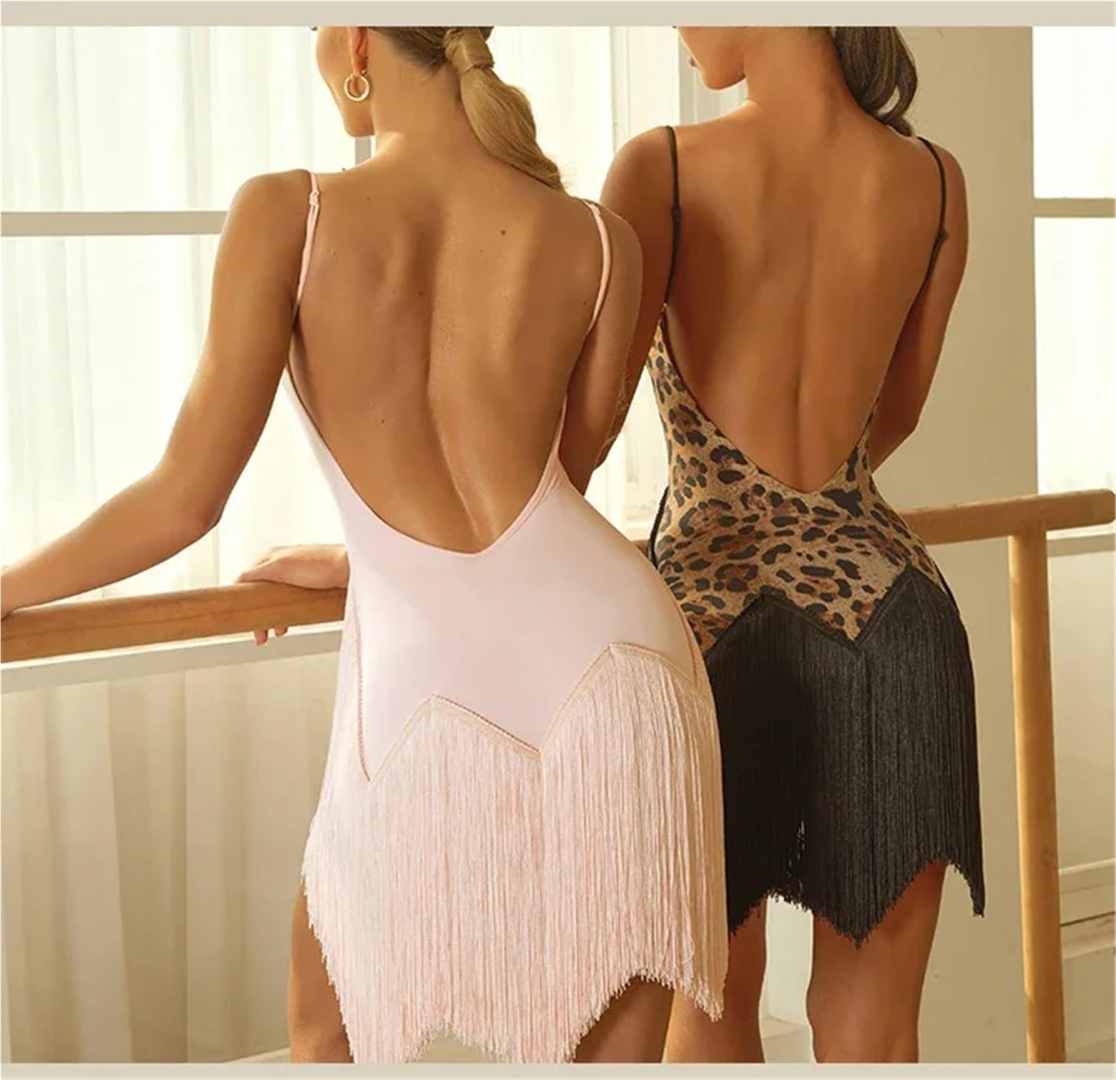 Latin-Tanzkleid mit Fransen Swing Dance Lateinkleid for Damen, rückenfrei, mit Fransen, Übungskleidung für Aufführung