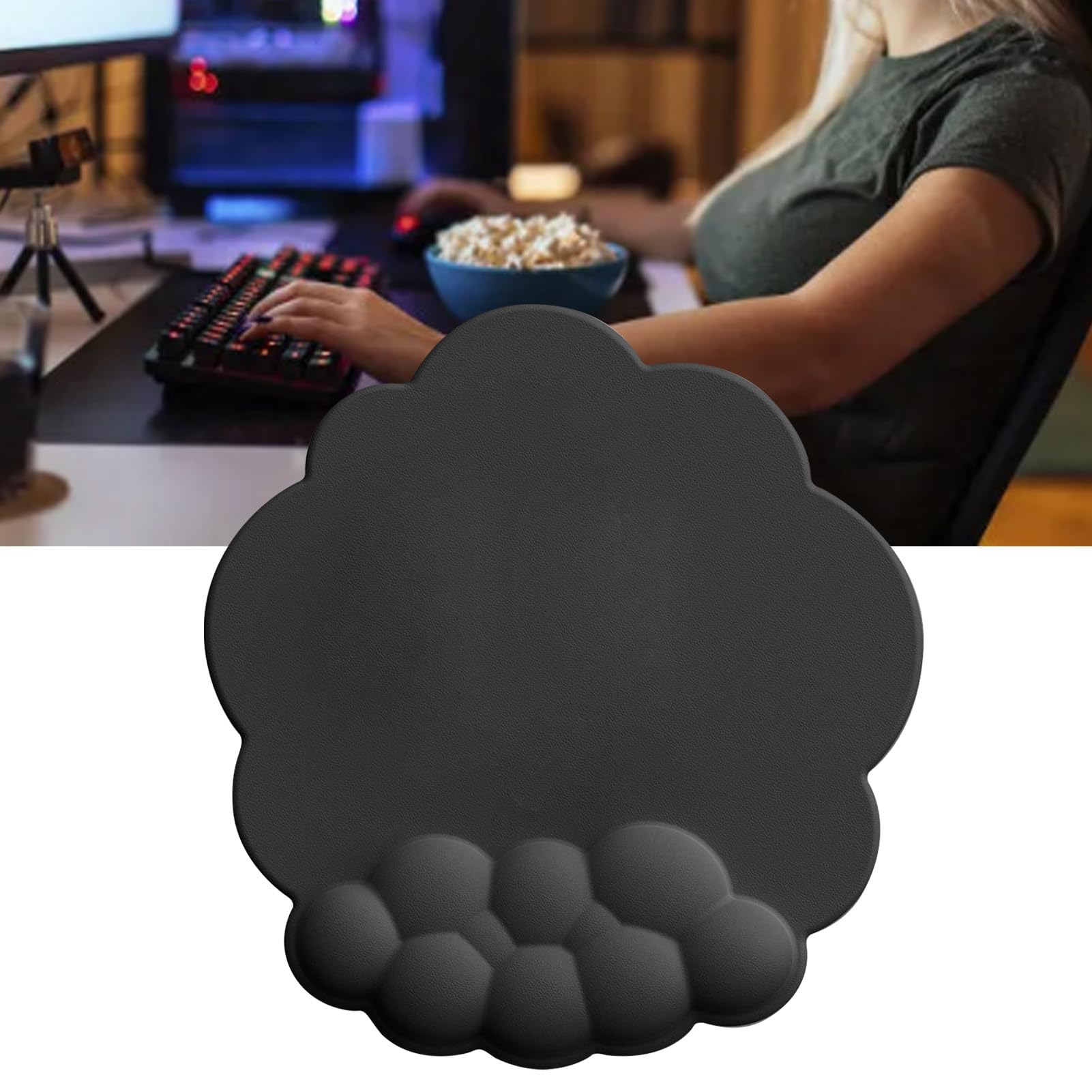 Podkładka Pod Mysz Cloud Podpórka Pod Nadgarstek, Ergonomiczna Podkładka Pod Mysz do Gier łagodząca Ból, Przenośna Wygodna Podkładka Pod Mysz z antypoślizgową podstawą (BLACK)