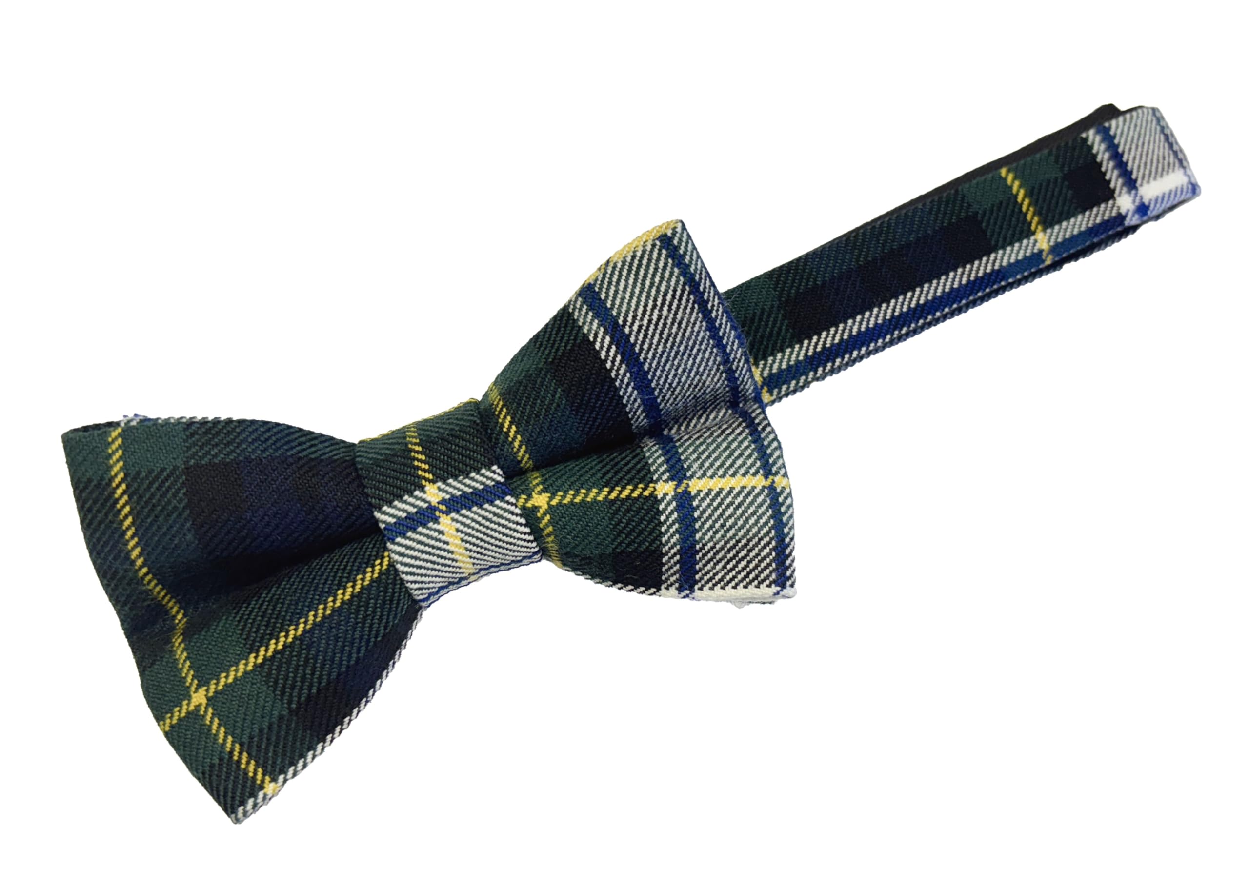 Great British Tie Club Boys Green, Yellow, White, Blue Kids Dress Gordon Tartan Ready-Tied Bow Tie