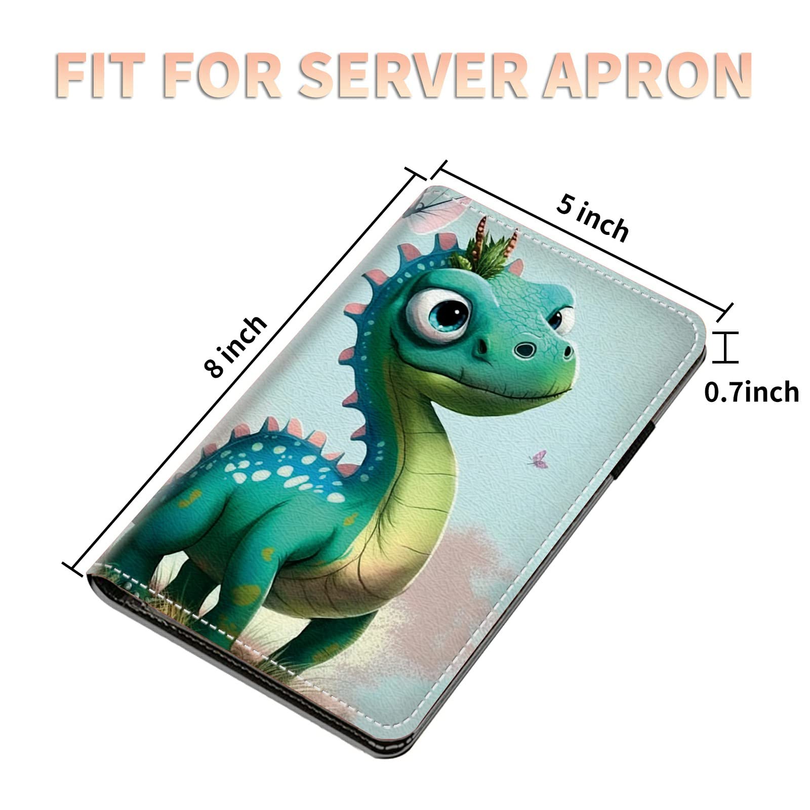 Server Books for Waitress Waiter with Zipper Pocket, Butterfly Dinosaur Leather Server Pads Waitstaff Organizer Guest Check Presenters Server Wallet Money Holder Pouch Fit Apron