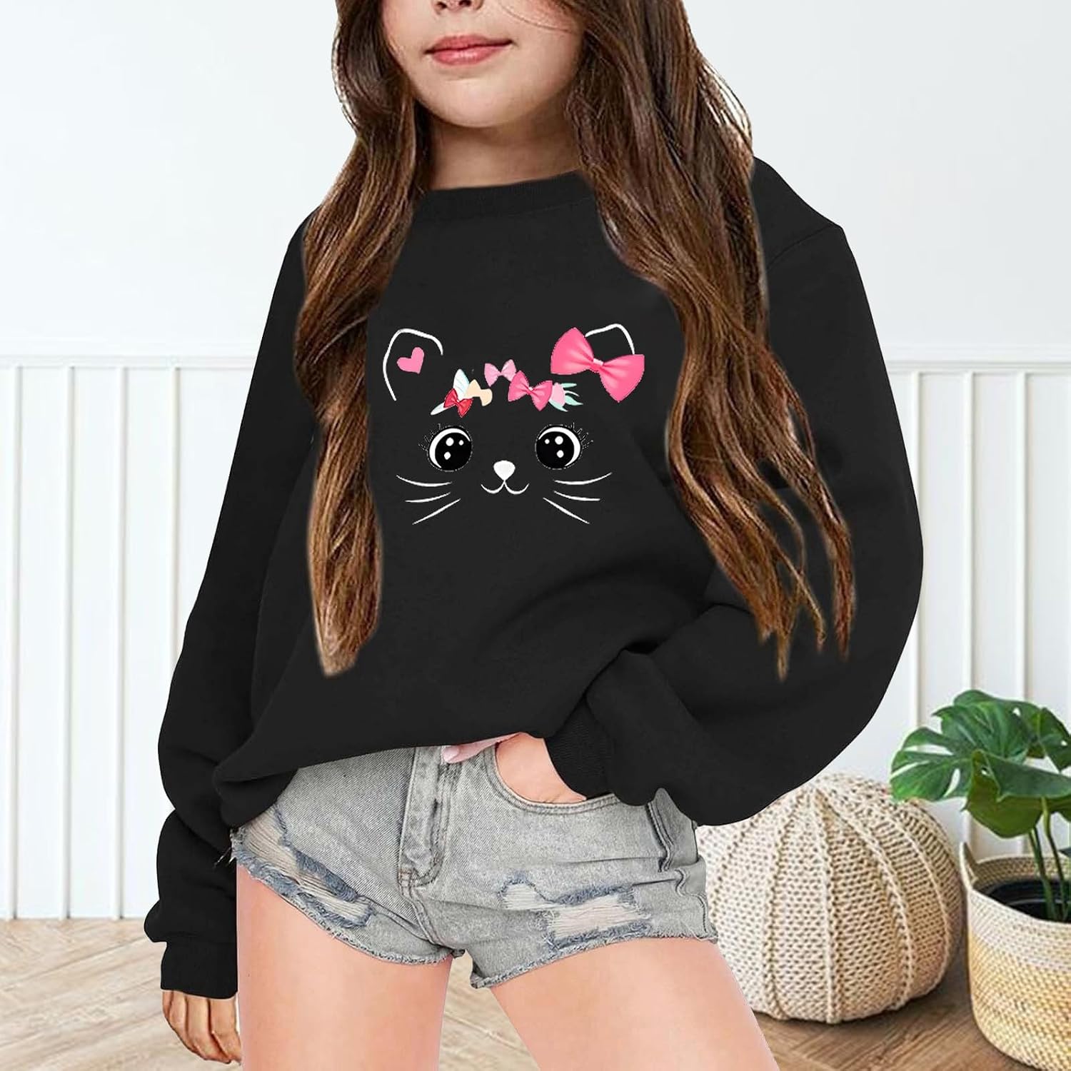 Sweatshirts For Teen Girls Long Sleeve Crewneck Graphic Pullover Top Unisex Kids Cute Fall Winter Streetwear For Casual Wear